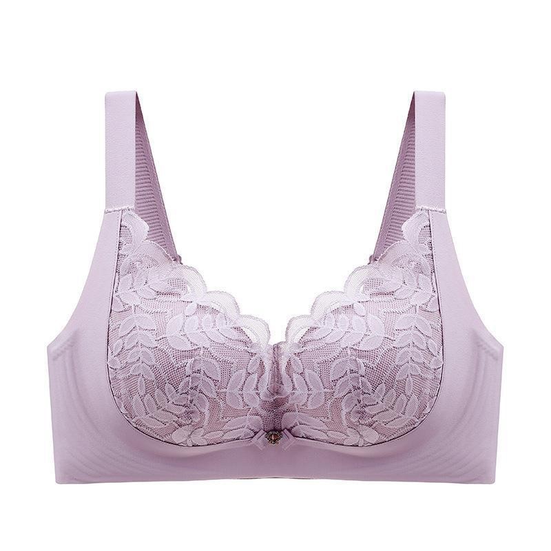 Ropa interior de látex de apoyo suave de tamaño grande para damas, pecho grande y pequeño, sin anillo de acero, sujetador de encaje anti-prolapso.