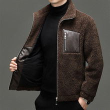 KAIDINGSEN男款冬季大衣加厚宽松翻领中年保暖羊剪绒短款男士外套