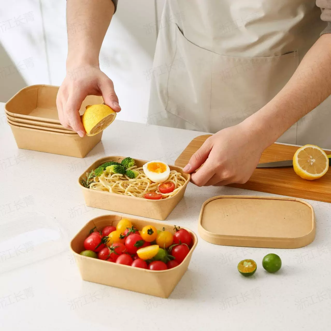 牛皮纸露营野餐盒水果蛋糕甜品一次性餐盒便当寿司纸盒轻食打包盒