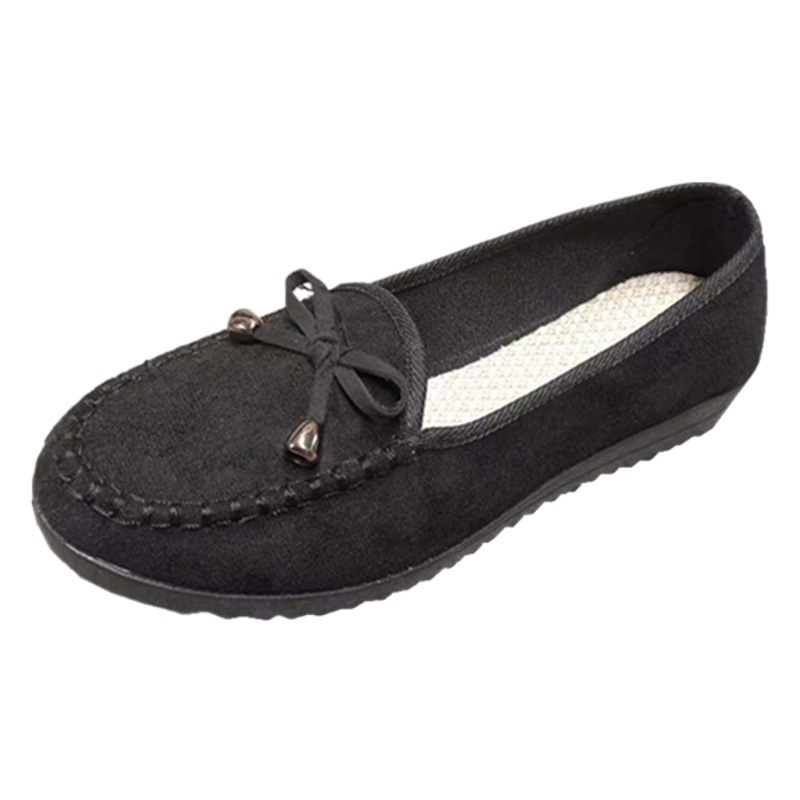 Old Beijing Cloth Shoes Spring & Fall Flats Comfortable Bow Cloth Shoes Women's Flats Beanie Shoes Soft Sole Slip-On Shoes Women's Shoes