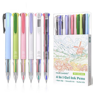Gf Cross-Border New Four Candies 6 Pcs Multicolor Pen 4-in-1 Colorful Pen