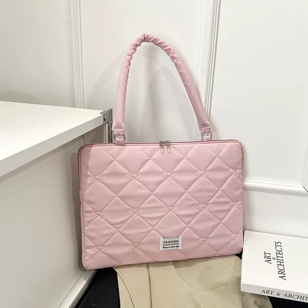 Korean version 2026 new simple solid color student laptop bag, small tablet storage bag, tote bag