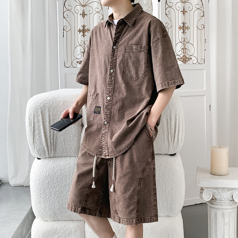 [Price Control 159] Plus Size Men's Summer Cardigan Short-Sleeve Casual Set