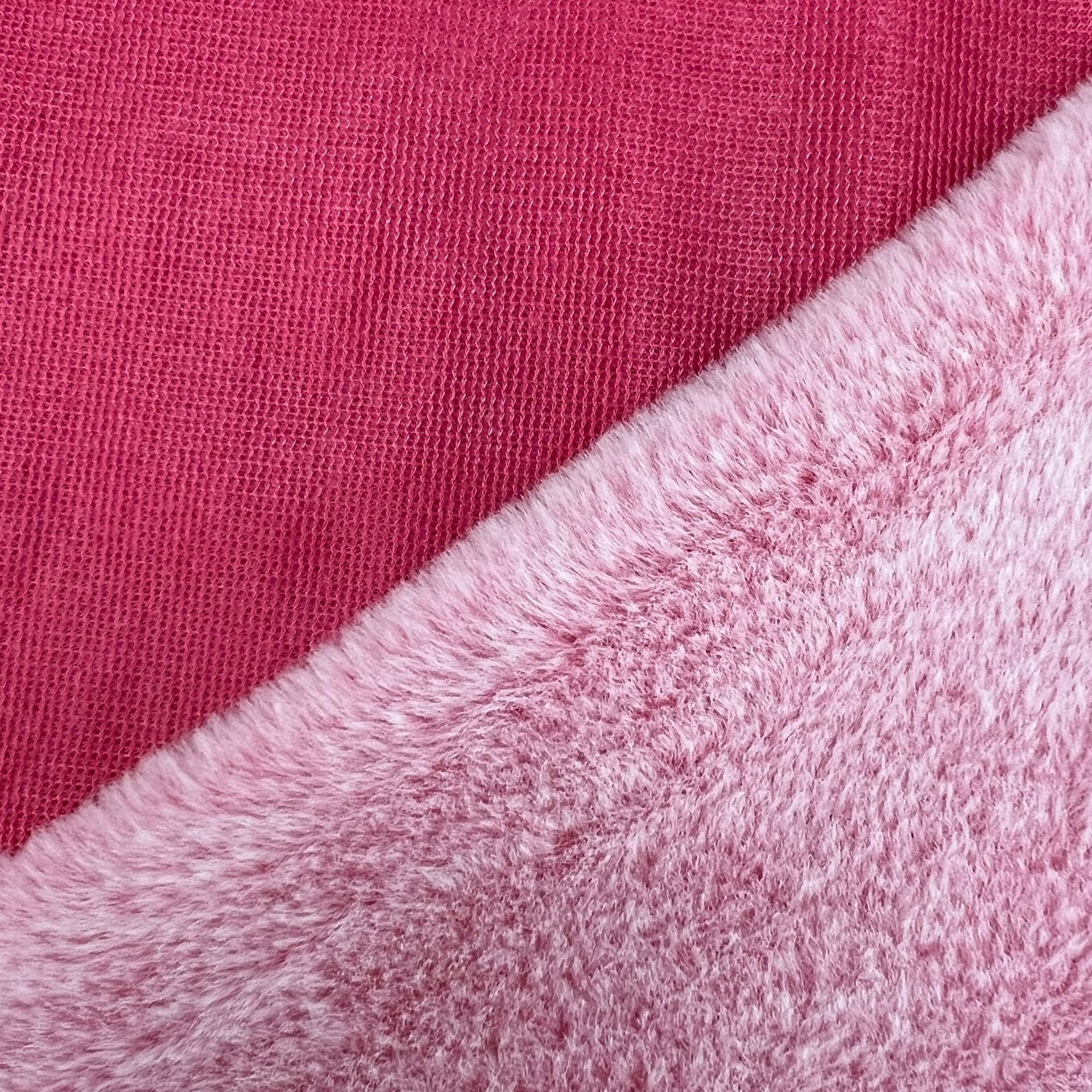 Tela de piel de conejo de dos colores con fondo de impresión trasera en stock