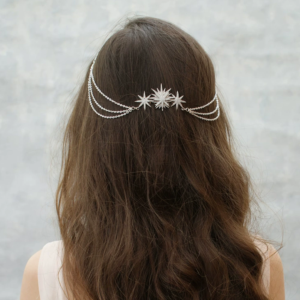 Трансграничная новая цепочка для волос звезды простой многослойный головной убор для головных уборов для невесты Посими свадебные аксессуары для волос hair chain