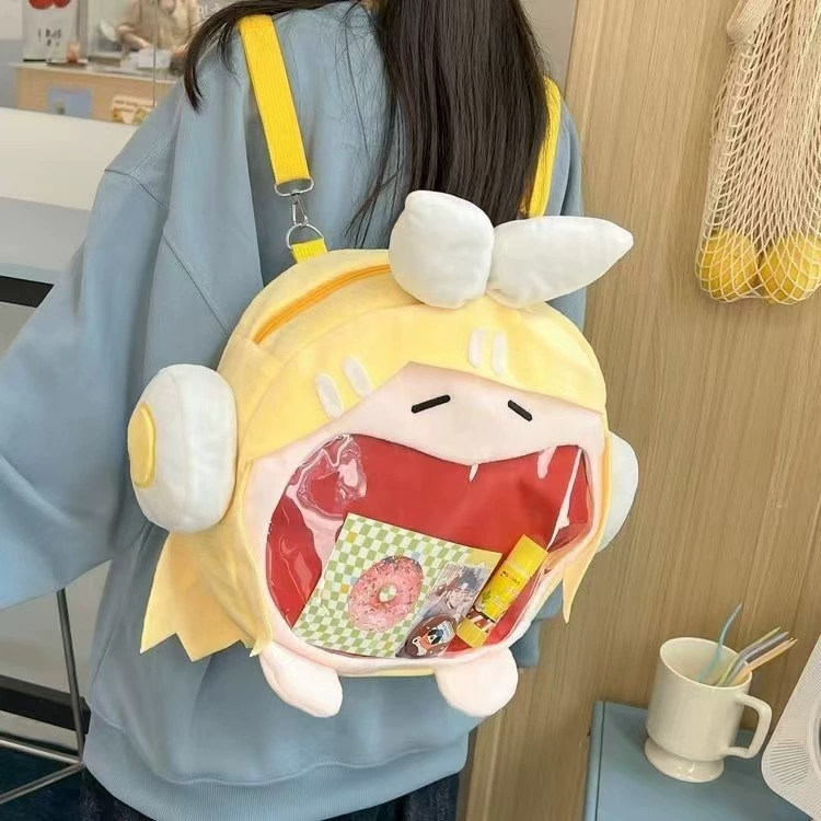 2D Pin Display Backpack, Anime Plush Front with Clear PVC Window, One Size (Hatsune Miku & Characters)