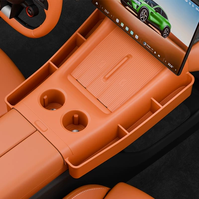 Suitable for Xiaomi YU7 central control upper layer silicone storage mat, anti-slip mat, car interior silicone accessories (Anti-slip mat) - coral-orange-upper-layer