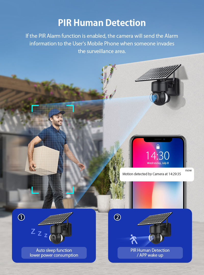 800万无线WiFi双目摄像机 跨境4G太阳能监控10倍变焦