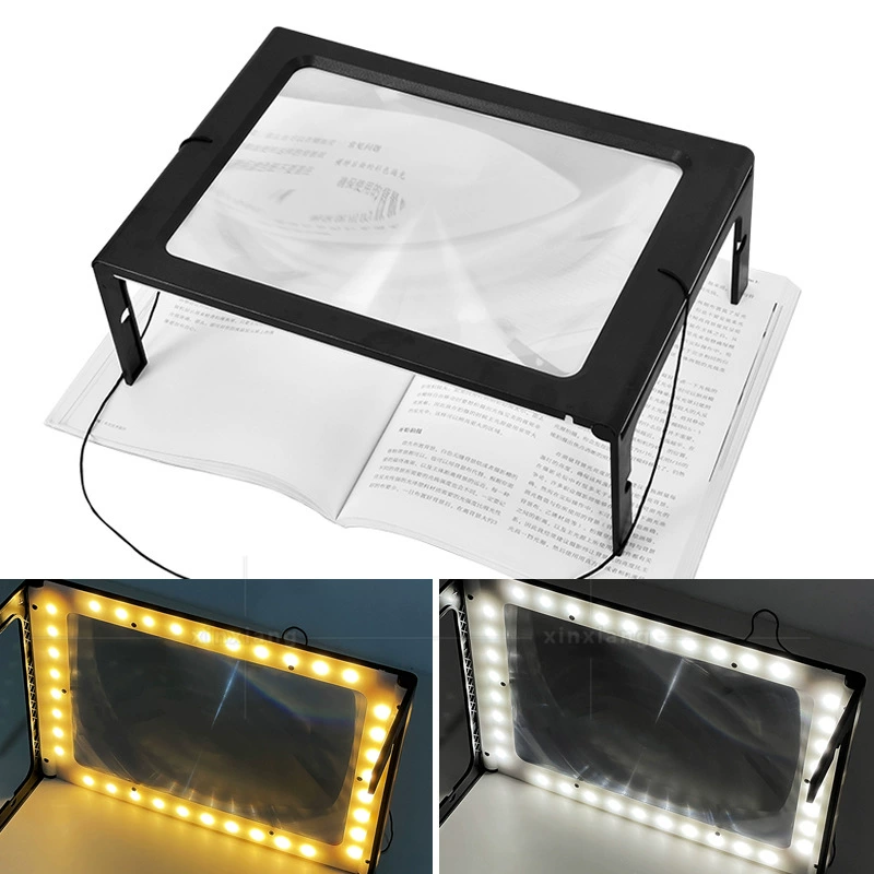Прямоугольное портативное увеличительное стекло для чтения со светодиодной подсветкой Amazon Tmall Taobao Горячий продукт 518B