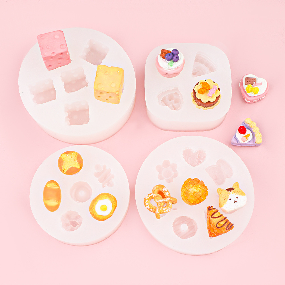 Mini galletas de hueso, pastel pequeño, molde de plástico de piedra, yeso de bricolaje, vapor de queso, adornos de chocolate, molde de silicona