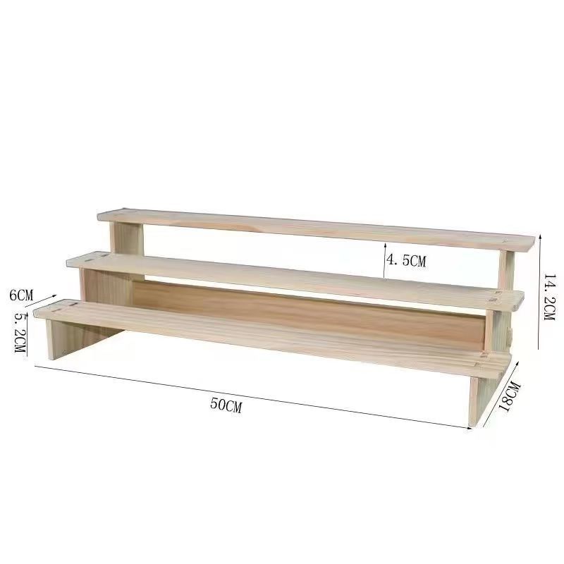 木製の収納棚の手作りのおもちゃの陳列棚のテーブルの置物の階層式の模型の展示台の実木の置き棚