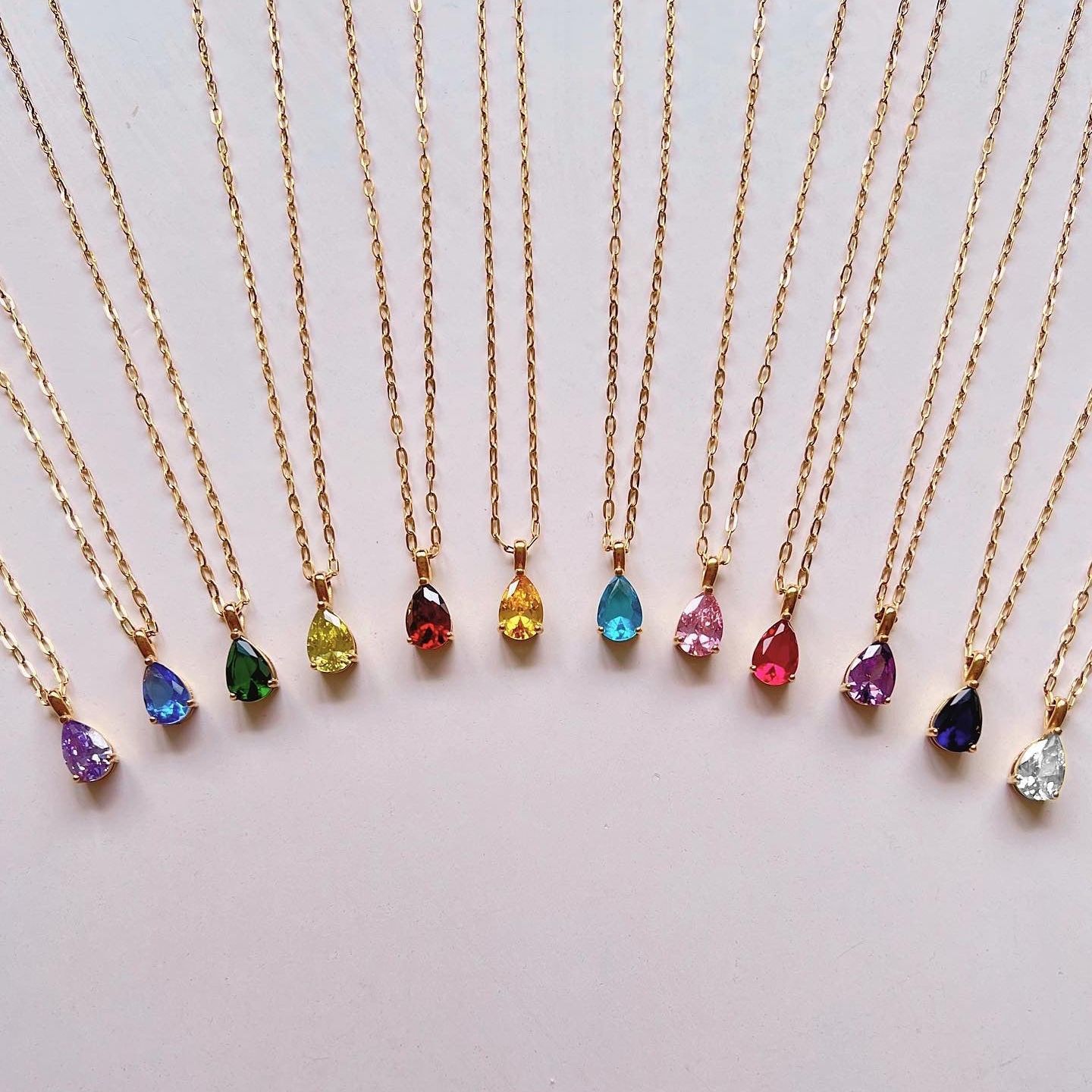 Fashion Zircon Colorful Drop-shaped Teardrop Pendant Female Titanium Steel Necklace display picture 3