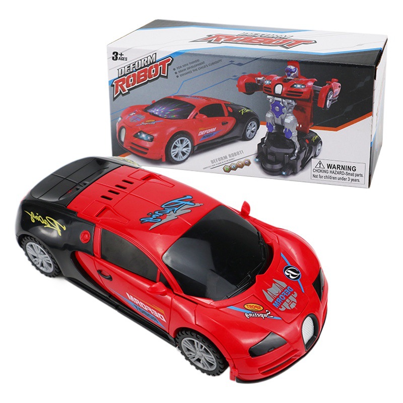 Deformación eléctrica Bugatti 7 música ligera robot de deformación automática 3 coche deportivo niños y niñas coche de juguete transfronterizo