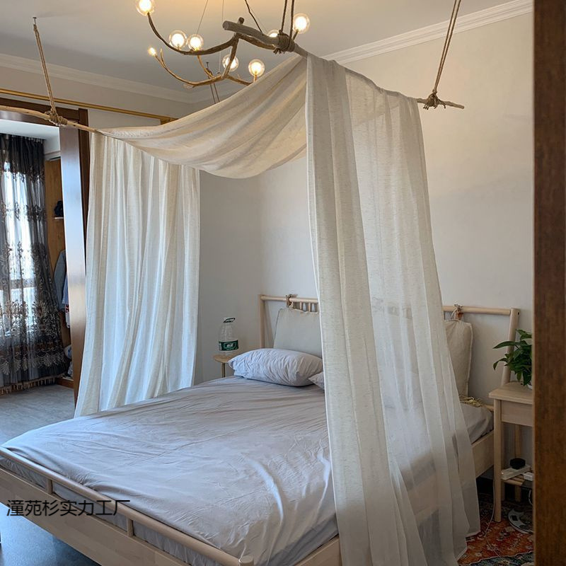 Bed Curtain Dustproof Gauze Bed Canopy Homestay Blackout Southeast Asian Style Bed Curtain Chinese Style Bedroom Canopy Bed Internet-Famous Gauze Curtain