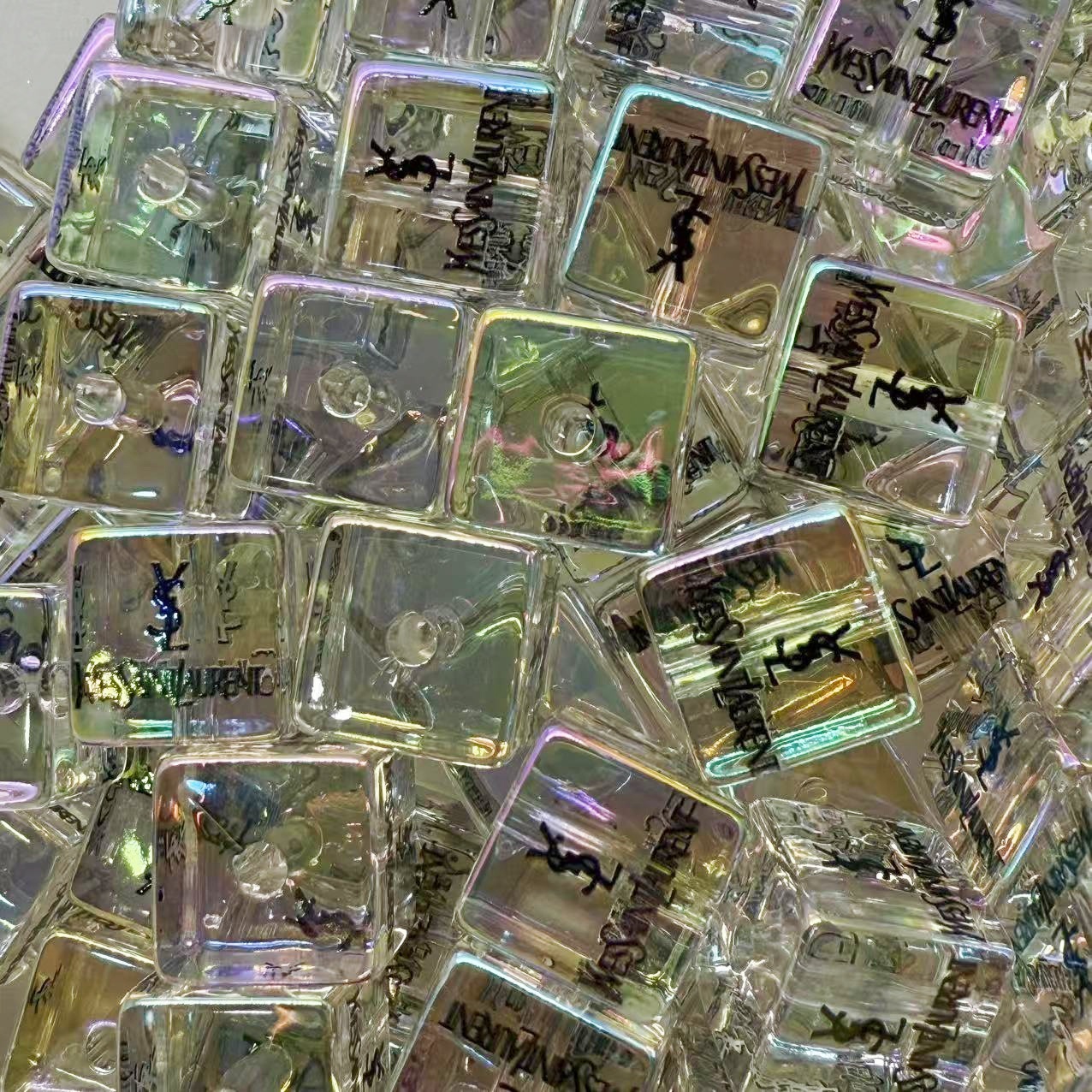 16mm acrílico transparente impresión de cuentas cuadradas de gran nombre agujero recto diy con cuentas cadena de teléfono móvil accesorios de llavero cuentas sueltas image 14