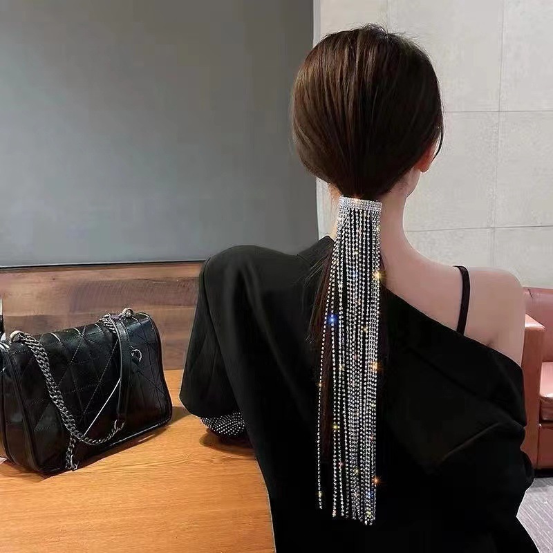 100g Weight Women's Elegant Bridal Streetwear Tassel Rhinestone Plating Rhinestones Hair Clip