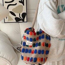 311111  毛绒水桶包包女包2023新款斜挎包包手提单肩包逛街收纳包