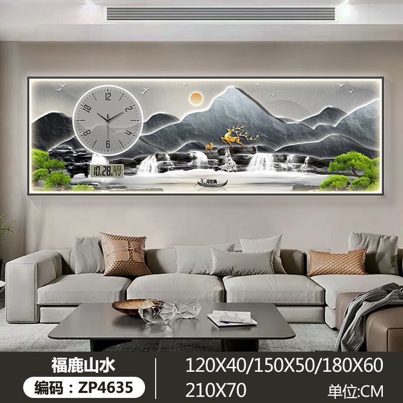 Liushui Shengcai sala de estar decoración pintura correa reloj calendario perpetuo reloj electrónico sofá fondo reloj de pared sala de té pintura iluminación