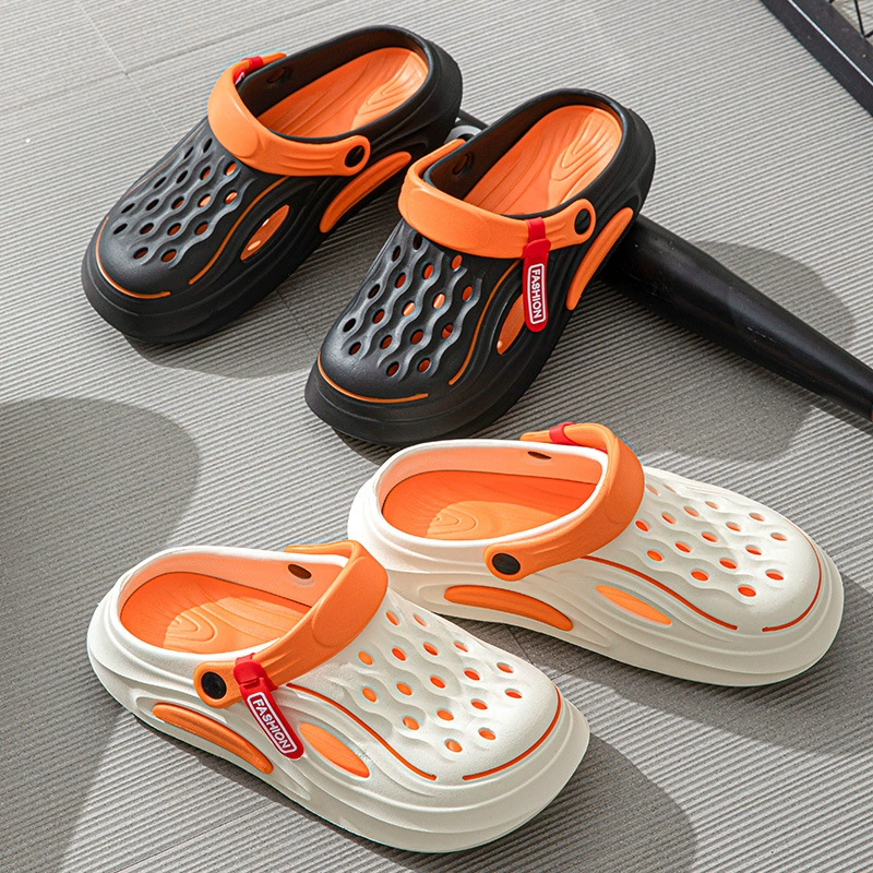 Кроксы летняя новинка 2025 года, модные пляжные шлепанцы на толстой подошве, закрытый носок, оптовая партия.