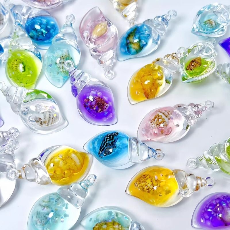 Colorful Luminous Conch Snail DIY Cream Glue Keychain Bag Earrings Pendant Acrylic Jewelry Accessories