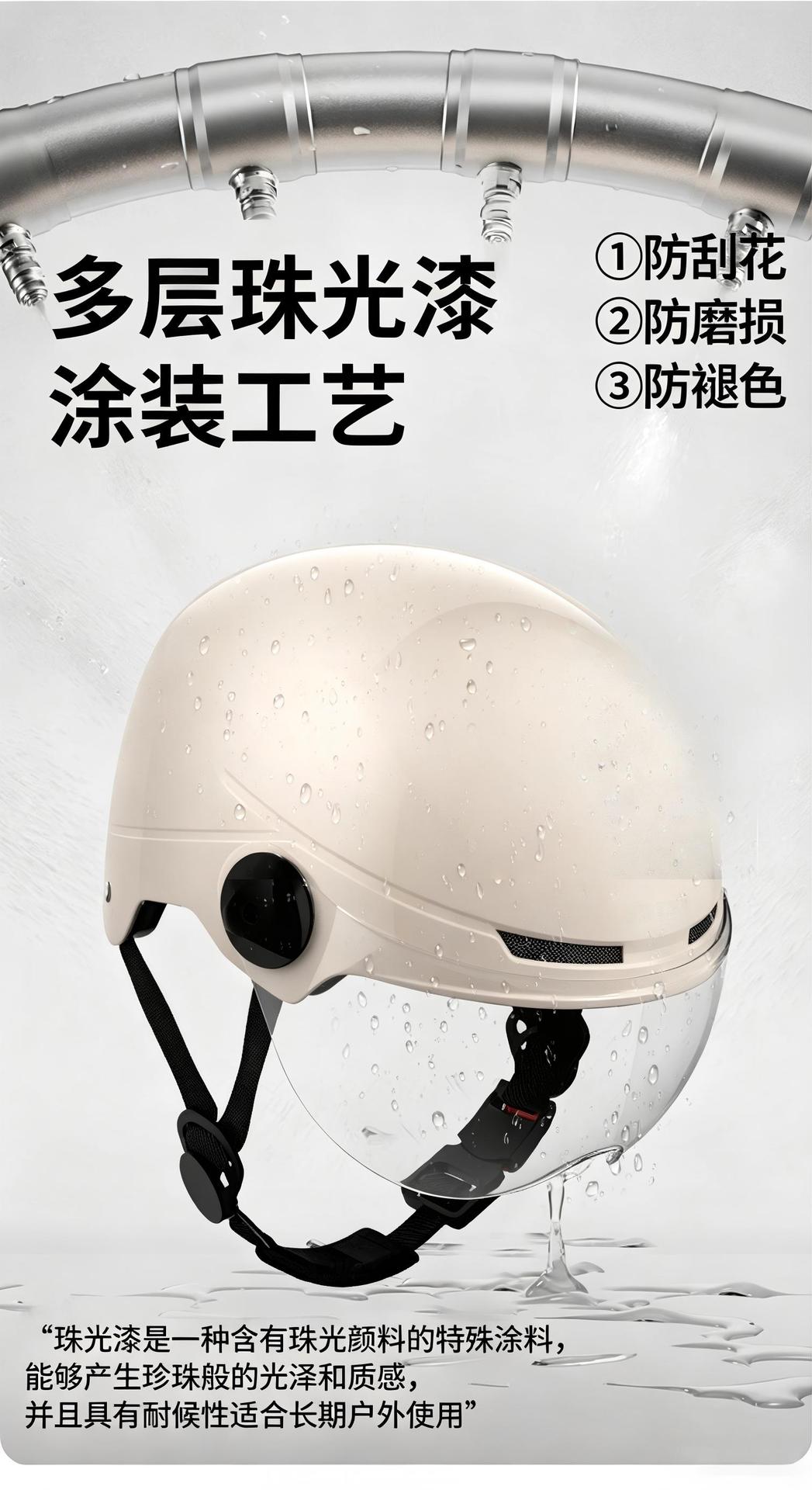 3C Certified Electric Vehicle Helmet for Men and Women, Suitable for All Seasons, Battery Motorcycle Helmet, Safety Helmet, Summer Sun Protection Half Helmet