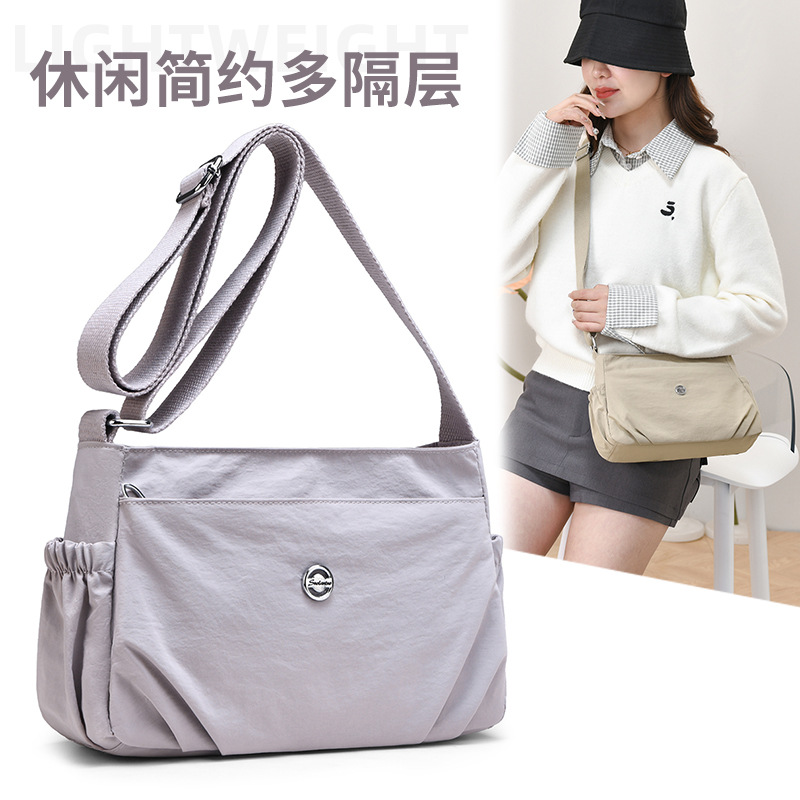 Cross-Border Nylon Crossbody Bag for Women 2025 New Lightweight Multi-Layer Shoulder Bag for Middle-Aged Moms Casual Canvas Bag