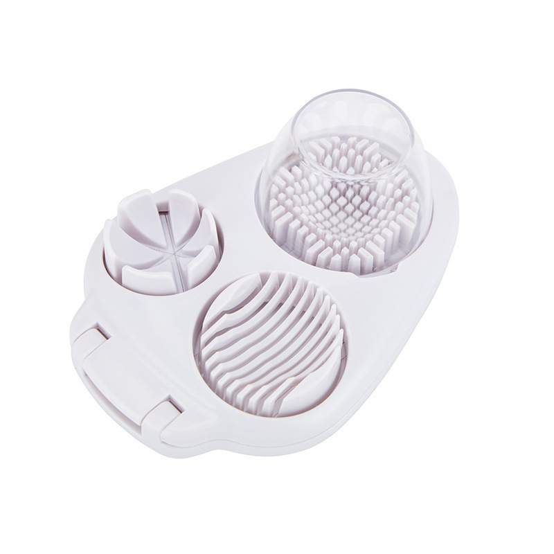 Cortador de huevos tres en uno, herramienta para cortar huevos, triturador manual, cortador de frutas, utensilio para cortar huevos, almacenamiento.
