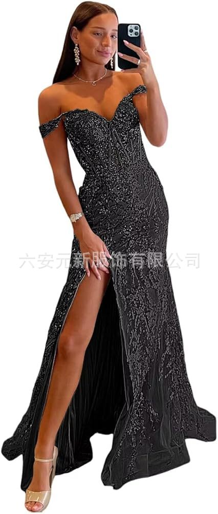 Comercio exterior europeo y americano Amazon hombro abierto vestido de baile largo de diafragma de encaje decal de mujer vestido de noche de cola de pescado
