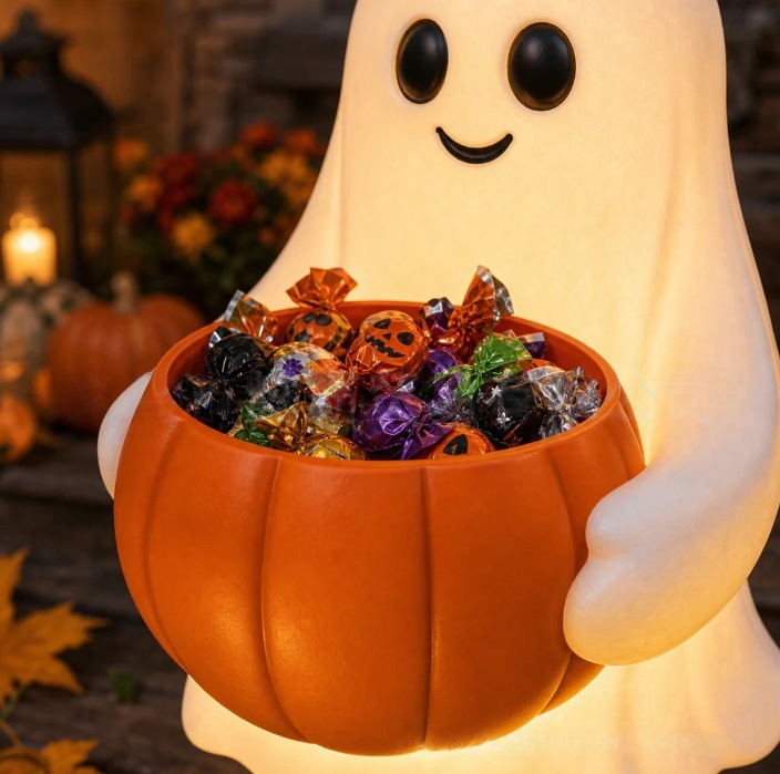 Estaca de Jardín de Fantasma Solar de Resina Sintética para Halloween