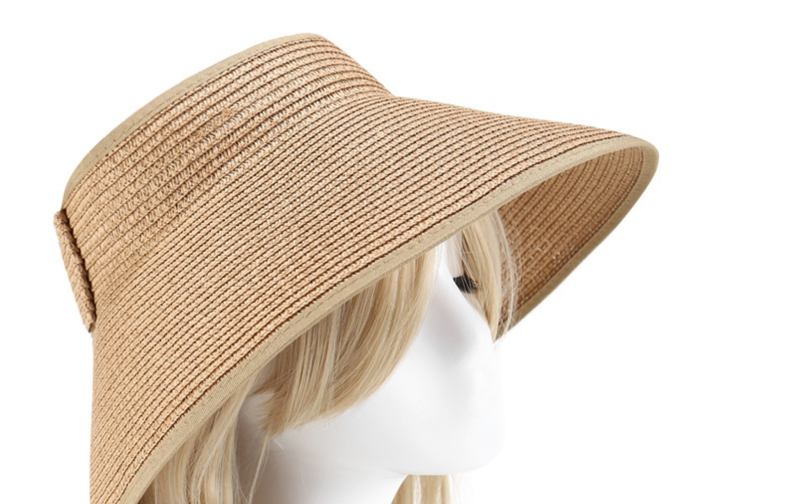 امرأة عطلة شاطئ بحر اللون الصامد طنف واسعة قبعة من القش display picture 1