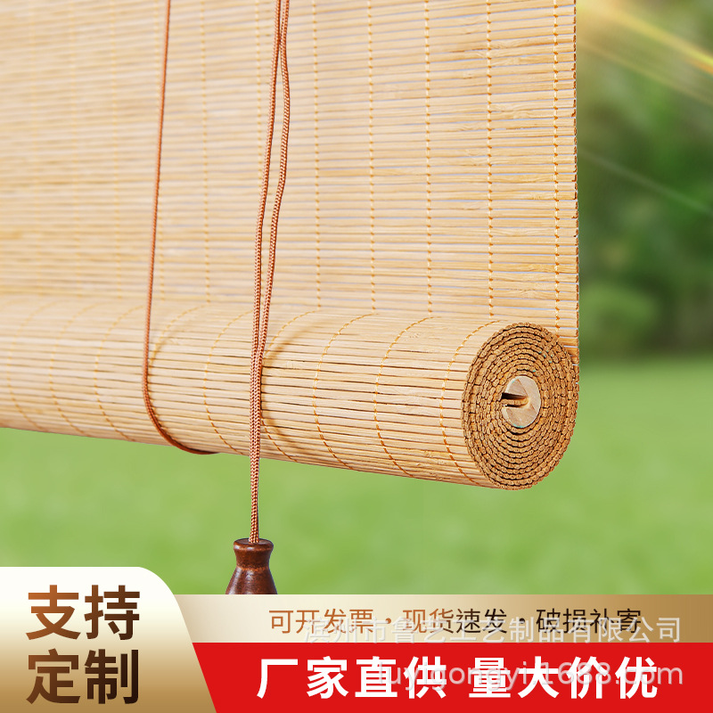 New Retro Zen-Style Bamboo Curtains, Sunshade Partitions, Balcony Tea Room Decoration, Bamboo Roller Blinds, Hotel Wall Decorations
