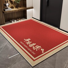 跨境入戶門圈絨地墊高級感紅色進門腳墊家用喜慶防滑耐髒玄關地毯