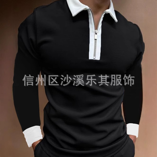 Tendencias de la moda europea y americana primavera y otoño hombres urbanos 3D cremallera de manga larga POLO soporte para pedir logo
