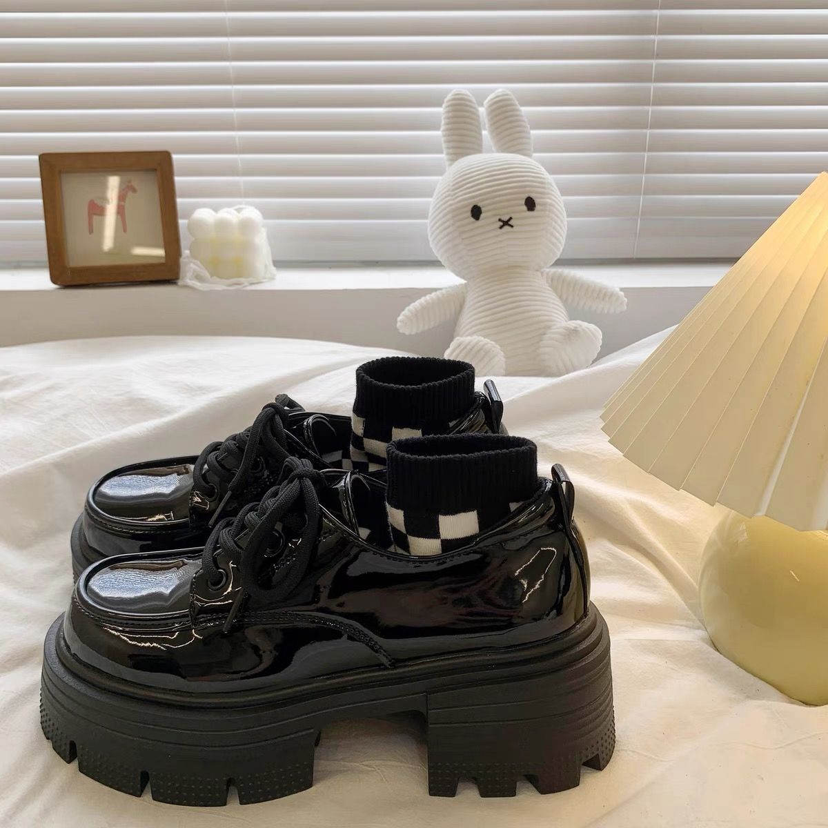 Modas mary-zhen verano zapatos de cuero mujeres estilo británico 2024 nuevos zapatos lefour cordones negros zapatos de sola gruesa