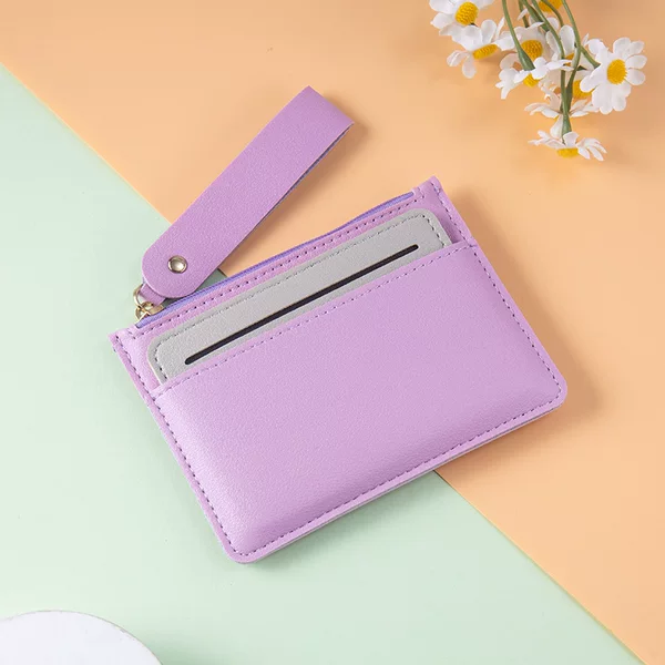 Ultra-thin mini solid color card holder with multiple card slots, coin storage, small wallet, Korean version, portable multifunctional card holder with zipper