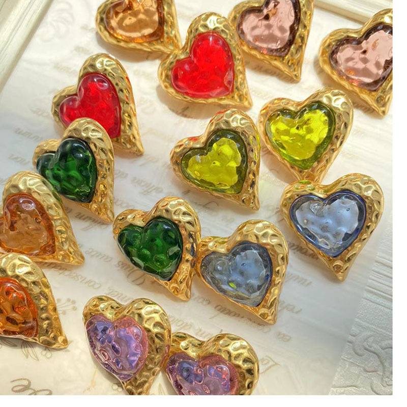 Retro Heart Shape Alloy Glass Inlay Artificial Gemstones Womenu0027S Bracelets Earrings Necklace