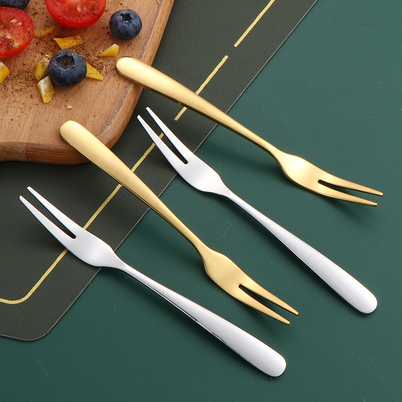 304 horquilla de fruta de acero inoxidable horquilla de postres de oro casera horquilla de pastel horquilla de pastel horquilla de fruta horquilla pequeña horquilla