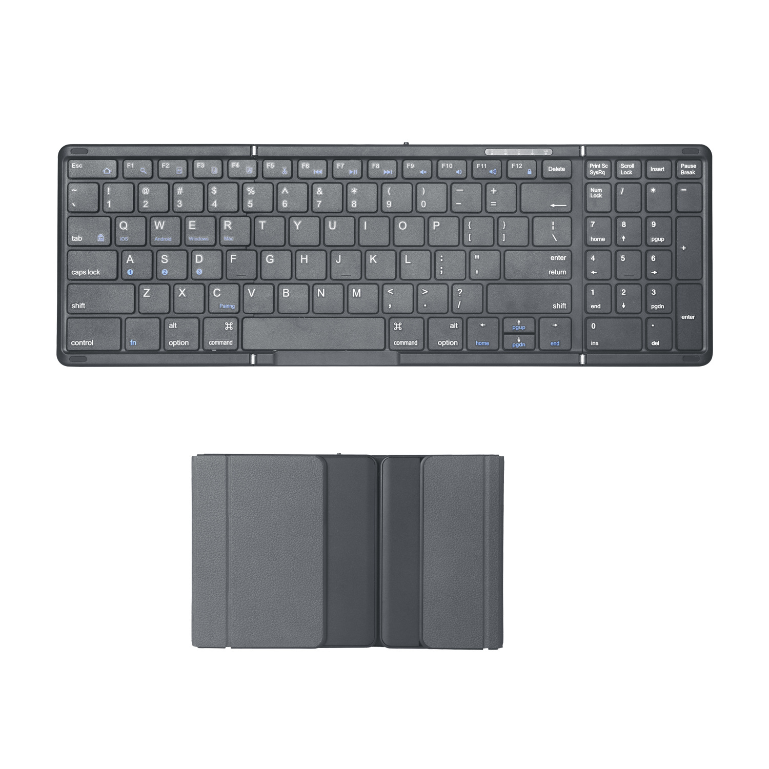 手机平板电脑无线蓝牙键盘三折叠通用触控板数字键便携type-c充电