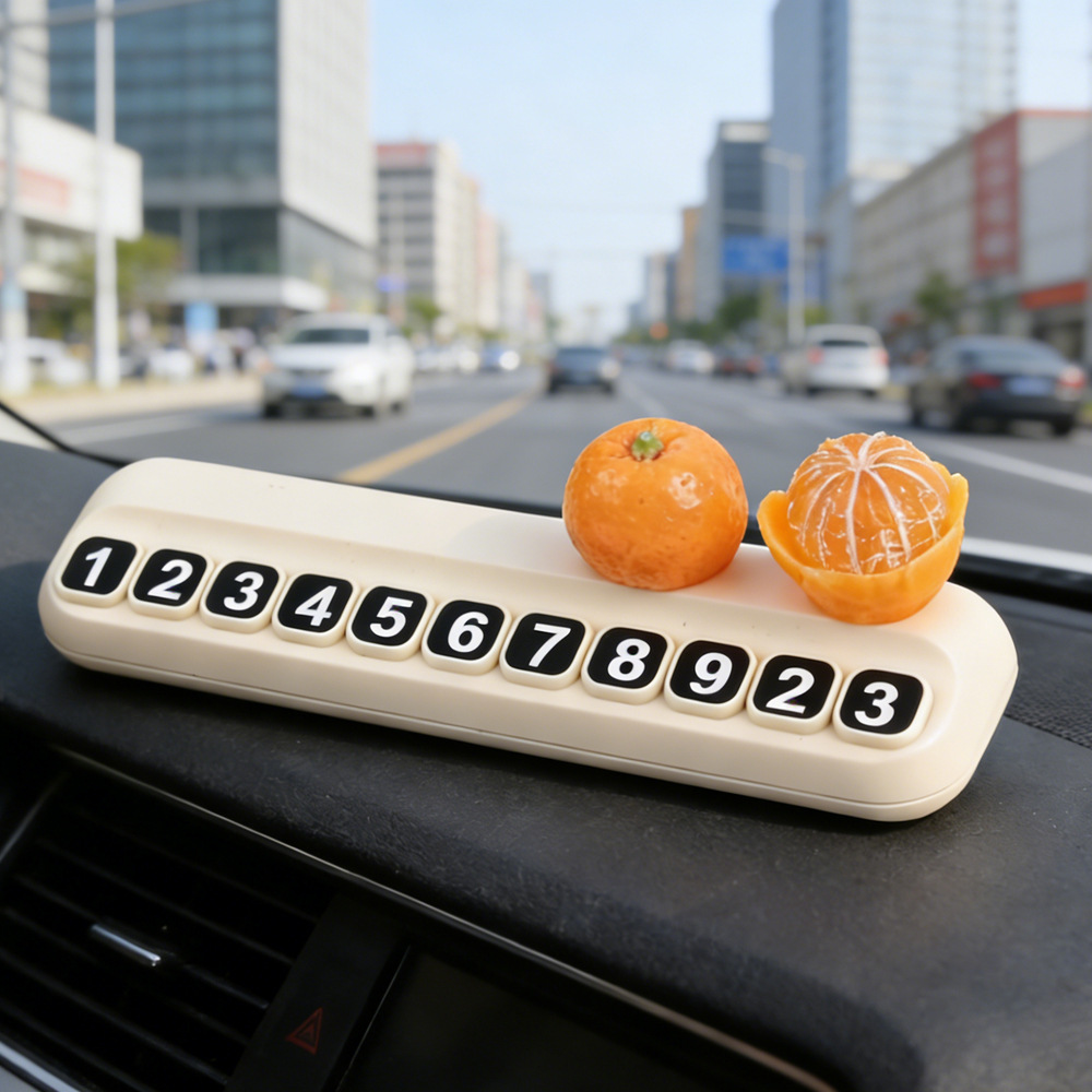 Tarjeta telefónica de movimiento de automóviles, tarjeta de estacionamiento temporal de frutas de litchi, adornos creativos de automóviles