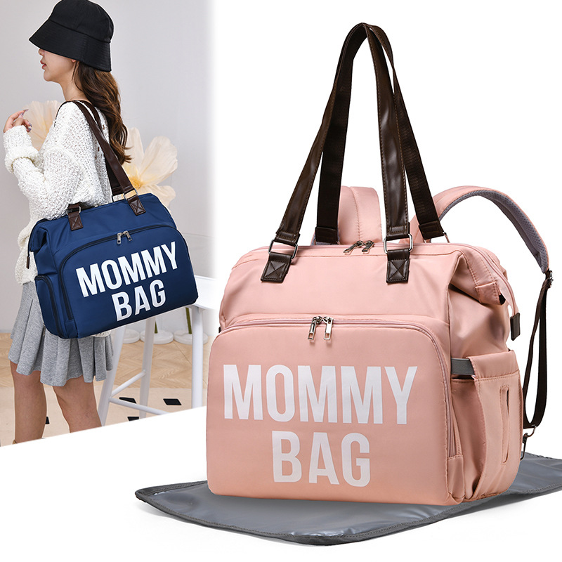 Cross-Border New Baby Backpack, Fashionable Hand-Held Mommy Bag, Mother and Baby Tote Bag, Multi-Purpose Travel Bag, Mommy Bag