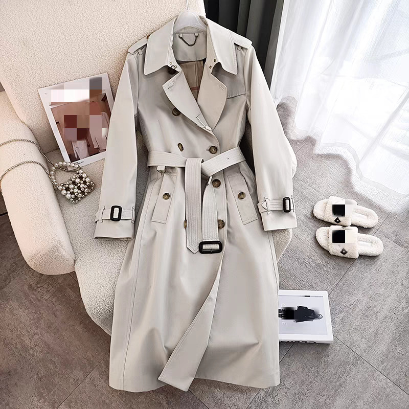 Long Trench Coat for Women 2026 Spring Collection, High-End Over-The-Knee British Style, Designer Fashion, Waist-Cinching, Elegant Double-Breasted Coat