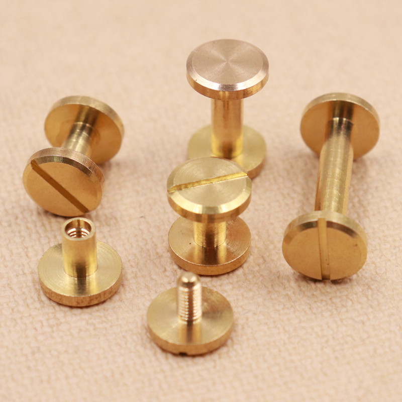 10mm pure copper belt flat screw brass female screw wheel nail flat head I-nail copper screw