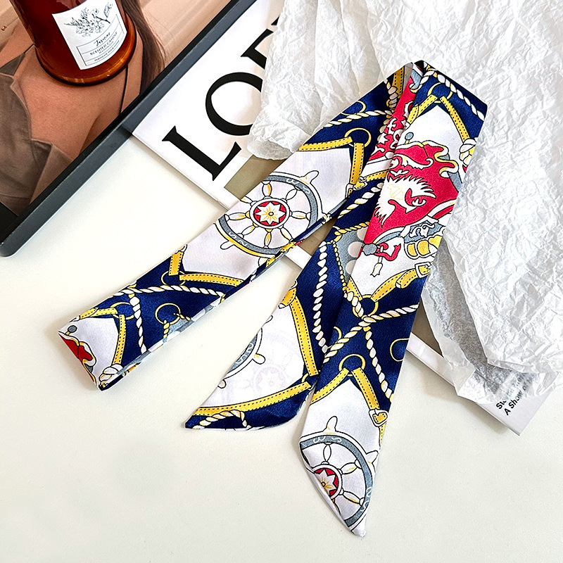 Pañuelo de seda largo, decoración de moda avanzada coreana, bufanda pequeña, bolsa de toalla de seda para mujer, cinturón de envoltura, turbante multiusos, cinturón para el cabello