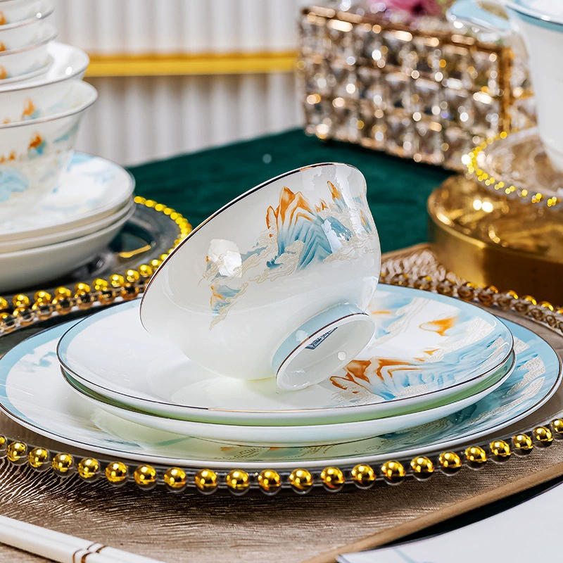 Tableware, ceramic set, gift box, Chinese style, Birthday gift, light luxury style