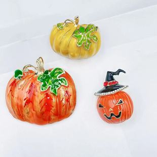Christmas new creative alloy oil dripping Pumpkin diamond brooch European and American Halloween brooch pin corsage badge