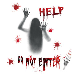 萬聖節裝飾玻璃門貼恐怖鬼影血手印靜電貼KTV酒吧密室櫥窗戶貼紙