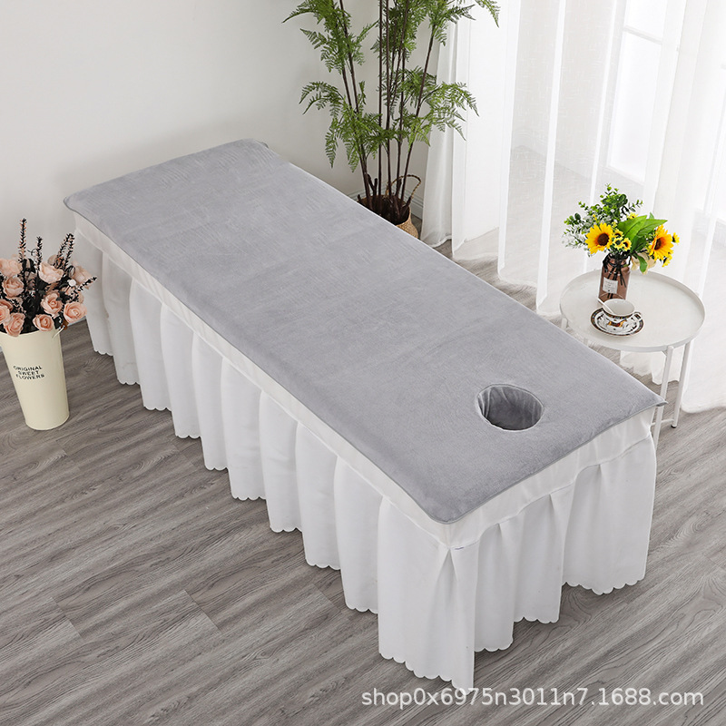 Beauty Salon Bed Sheet with Hole, Thick Absorbent Bath Towel with Hole for Massage and Therapy, Bed Sheet with Logo for Facial Cleansing