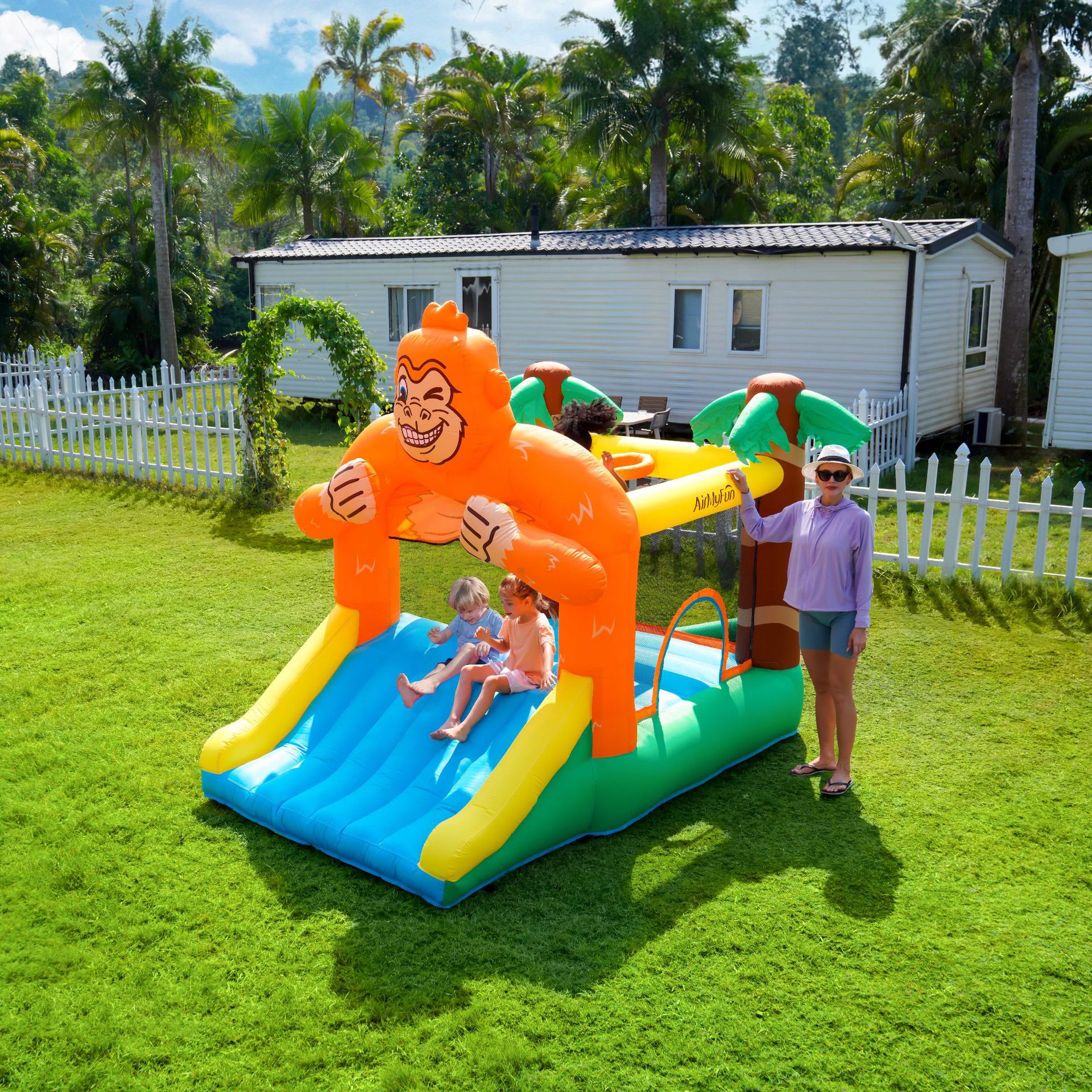 AMF inflatable castillo infantil inflatable casero cama trampolín interior y exterior castillo infantil casero inflatable tobogan