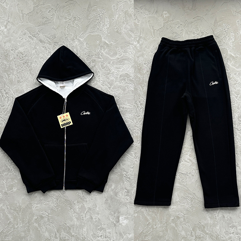 Corteiz British Hip-Hop Street Dance Hooded Sweatshirt Jacket Men's Loose Sports Suit Straight-Leg Sweatpants