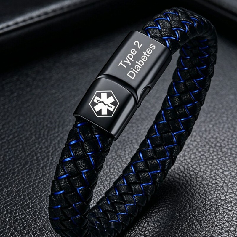 Cross-border European and American medical alert leather bracelet, featuring a titanium steel magnetic clasp for easy wear. Customizable bracelet, wholesale from the factory Cross-border European and American medical alert leather bracelet, featuring a titanium steel magnetic clasp for easy wear. Customizable bracelet, wholesale from the factory